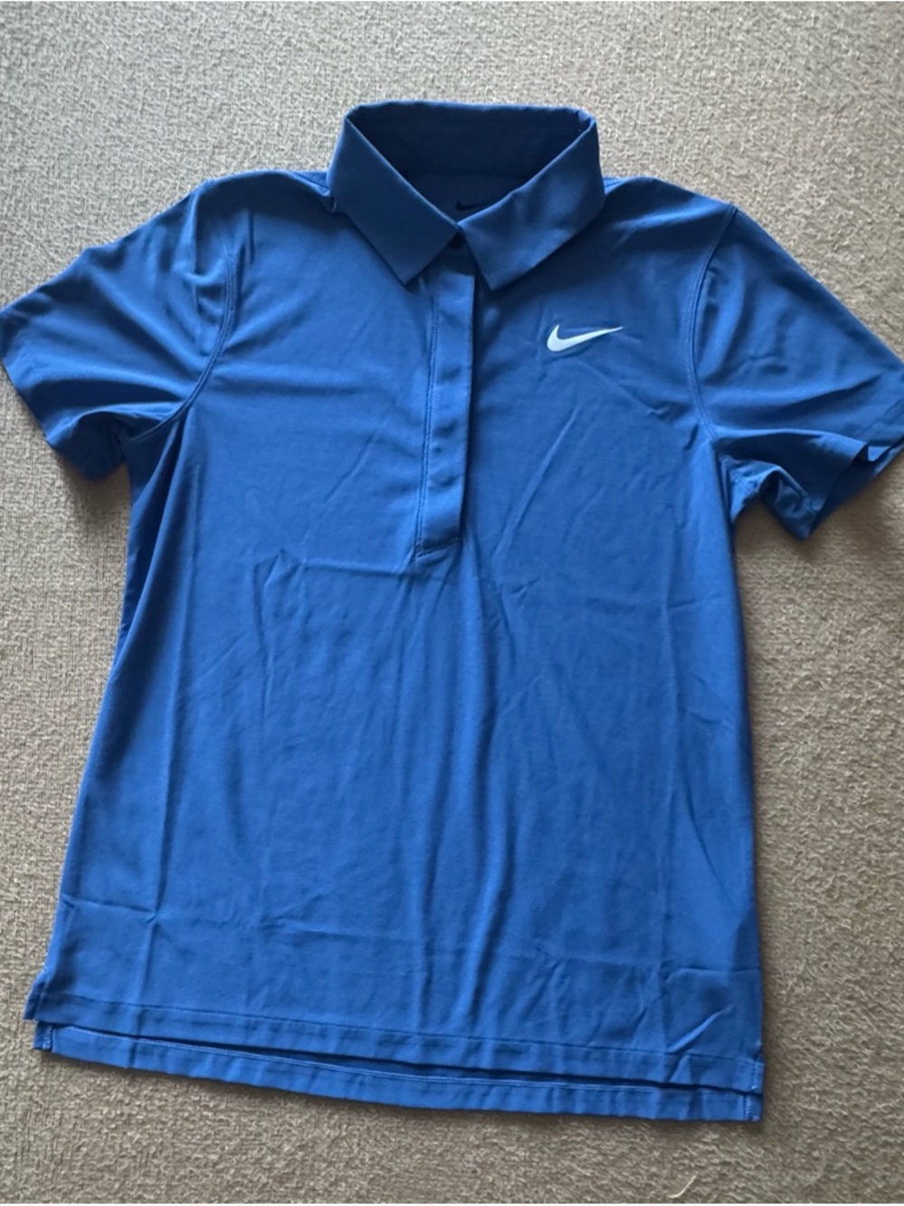 Nike Blue Short Sleeve Polo with White Swoosh